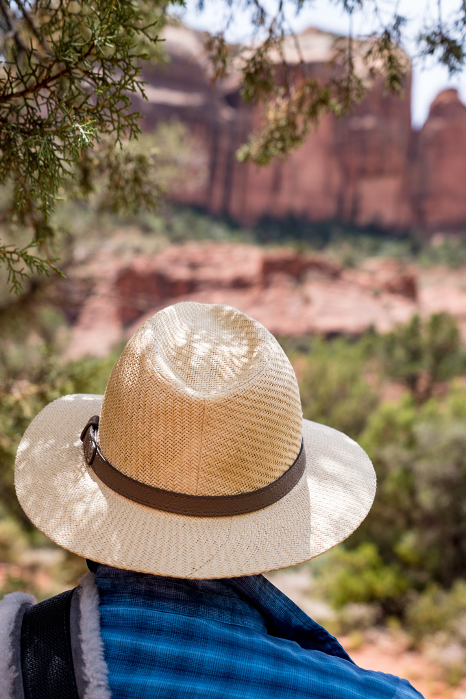 Man with hat at Red Rocks of Sedona, Arizona