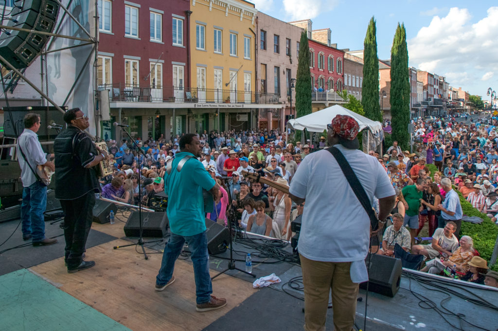 French Quarter Festival, musicians on stage, New Orleans, Louisiana
