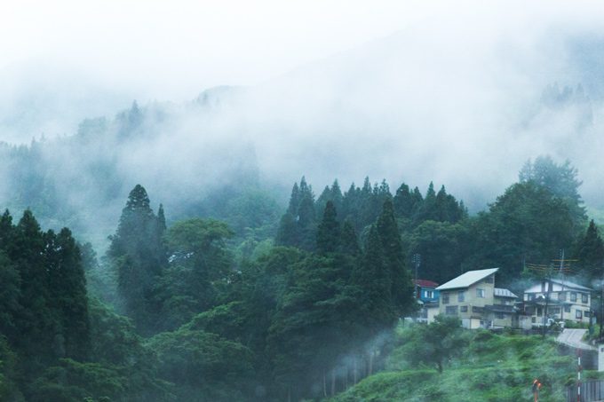 fog on mountains in japan
