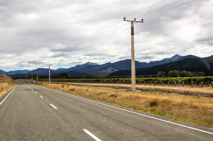 New Zealand road and mountains