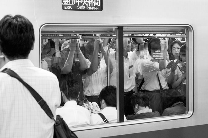 Crowded metro train in Tokyo, Japan