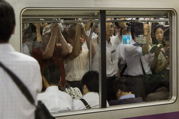 Crowded Tokyo Metro train
