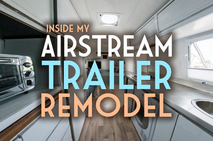 Inside an Airstream trailer remodel before and after pics photos