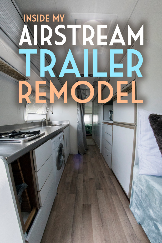 Inside an Airstream trailer remodel before and after pics photos
