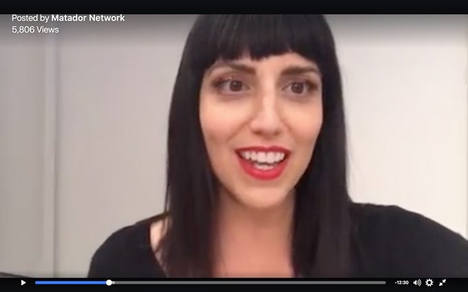 Jessica Petersonn of Global Girl Travels hosting Matador Network live stream at LACMA