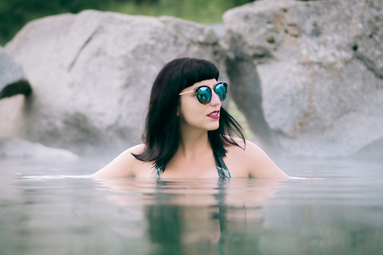 Jessica Peterson of Global Girl Travels in Chena Hot Springs, Alaska