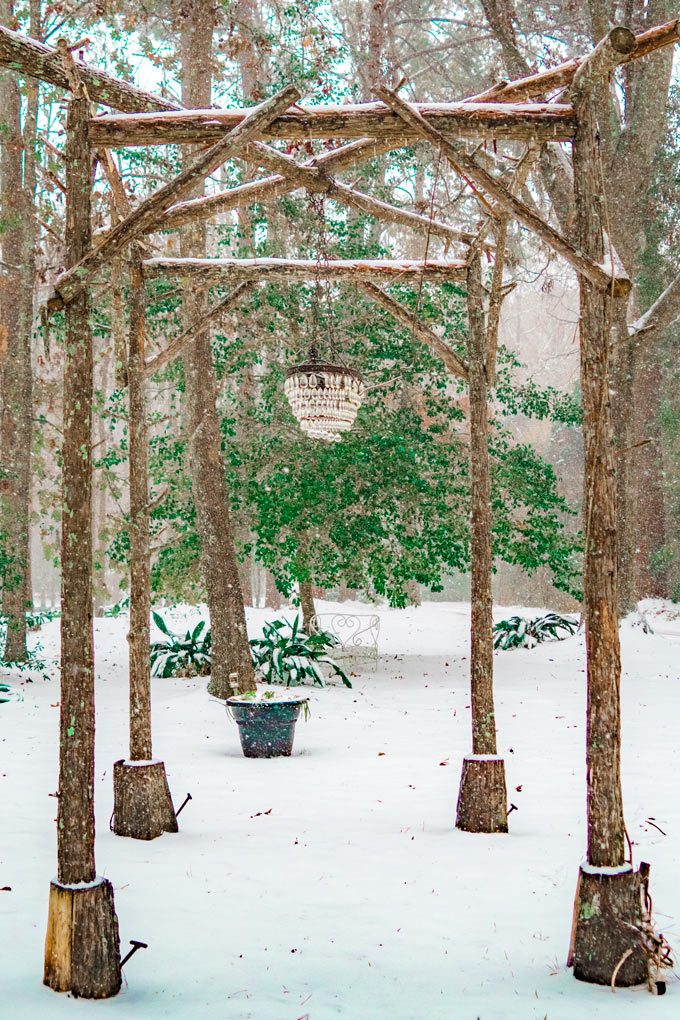 Snow at Mackey House and Red Gate Farms, Savannah, Georgia