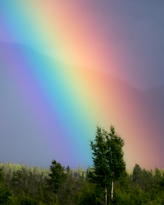 Closeup of rainbow near Denali National Park, Alaska